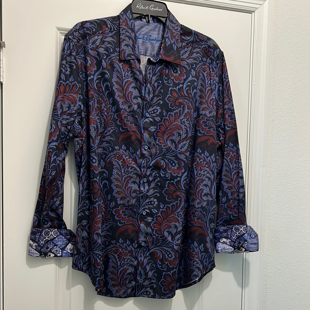 Robert Graham Men's Blue and Red Paisley Shirt